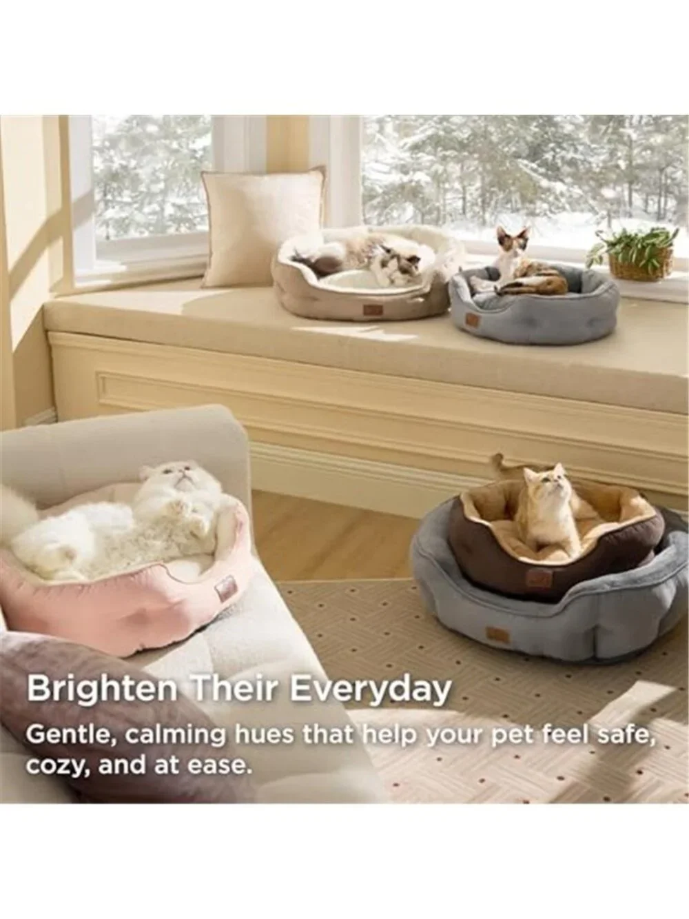 Small Dog Bed Washable,Round Cat Beds for Indoor Cats,20in Camel | Soft